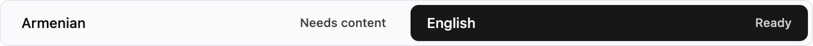 Article translation tabs: Armenian needs content, English is ready and selected